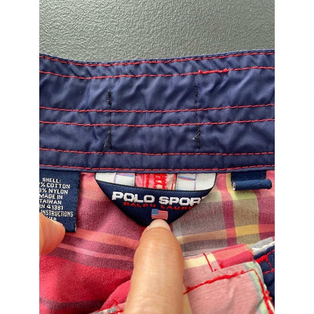 Polo Ralph Lauren Swim Trunks Mens 36 Polo Sport‎ Plaid Board Shorts 90s Vintage